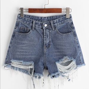 SHEIN distressed denim shorts